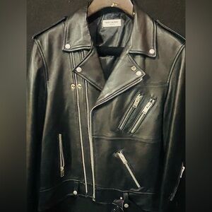 Saint Laurent Black Leather Moto Jacket